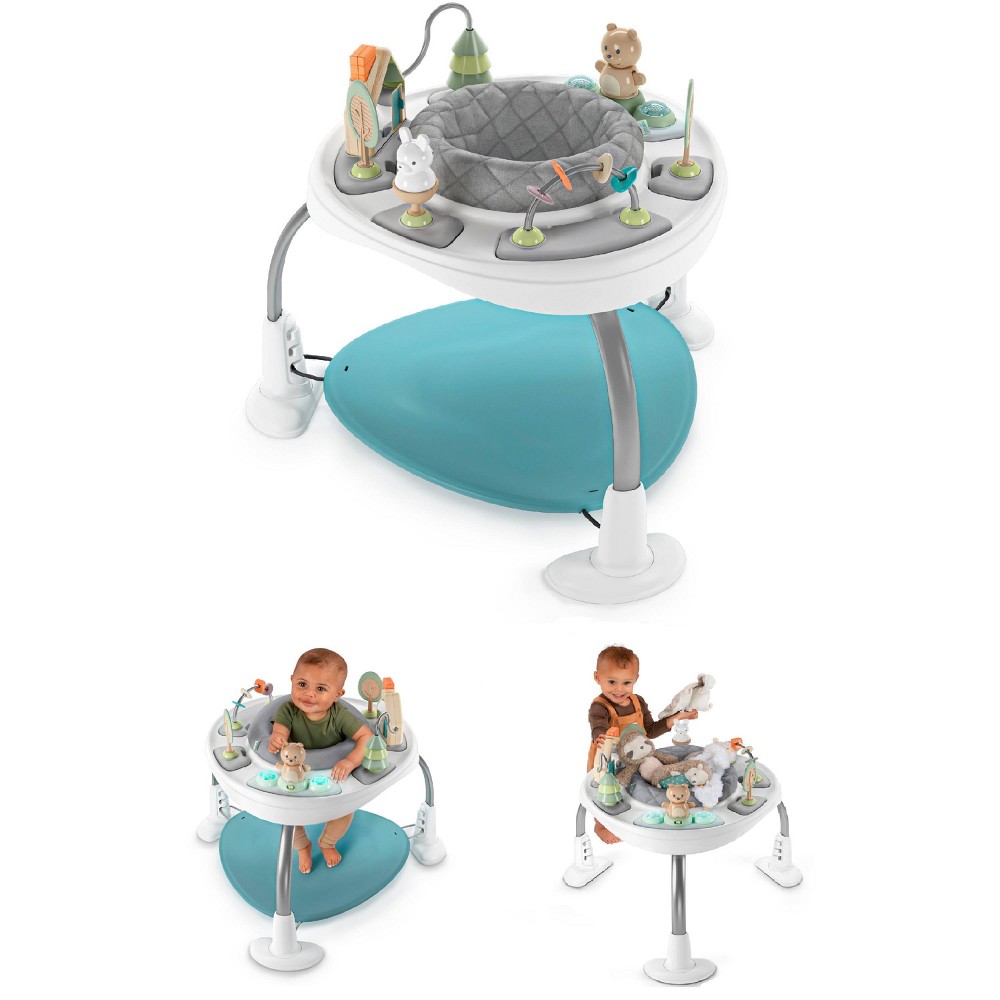 Ingenuity Spring & Sprout 2-in-1 Baby Activity Center Jumper and Table with Infant Toys - Ages 6 Months +, First Forest 