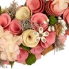 Northlight Wooden Artificial Floral and Berries Spring Wreath - 12.5" - Pink and Cream - 3 of 4