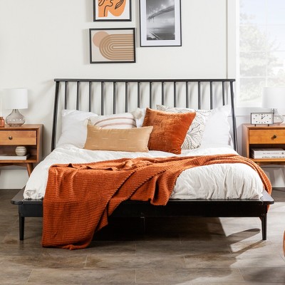 GDFStudio Ansel Mid-Century Modern Solid Wood Spindle Queen Bed