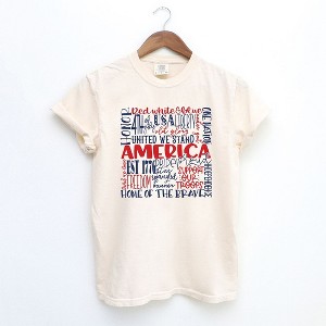 Simply Sage Market Women's American Words Colorful Short Sleeve Garment Dyed Tee - 1 of 3