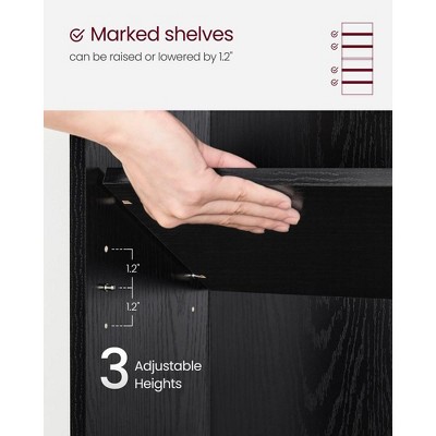 Black 6-Tier Adjustable Vertical Open Back Bookcase