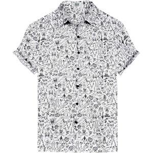LA LEELA Men's Halloween Costumes Hawaiian Shirts Short Sleeve Button Down Shirt Mens Party Shirts Tropical Shirts for Men - 1 of 4