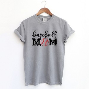 Simply Sage Market Women's Baseball Mom With Ball Short Sleeve Garment Dyed Tee - 1 of 4