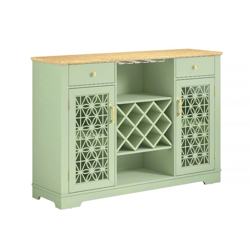 56&#34; Wood Buffet Bar Cabinet with Wine Rack Green - Home Essentials, 4 of 10