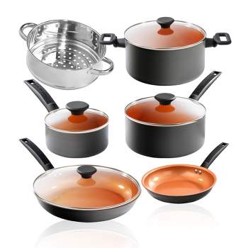 Gotham Steel 10Pc Pots and Pans Set Nonstick Cookware Set Copper  80313023040