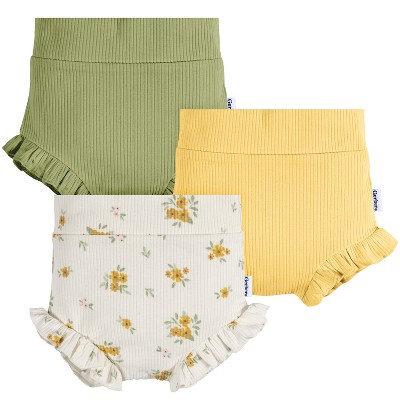 Gerber Baby Girls' Bubble Short - Floral/yellow/green - 6-9 Months - 3-pack  : Target