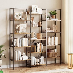 5-Tier Industrial Bookcase with 14 Open Shelves – Wide Etagere Bookshelf for Storage and Display in Living Room, Home Office, or Study - 1 of 4