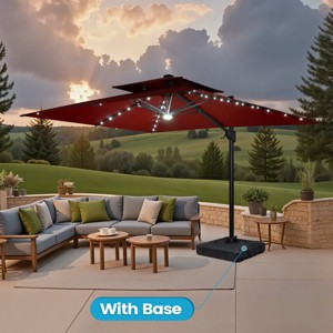 Crestlive Products 11FT Patio Double Top Cantilever Umbrella with Light and Base Set Outdoor 360° Rotation 6 Heights Adjustable Offset Umbrella - 1 of 4