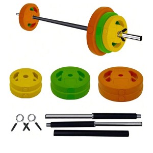Green+Orange+Blue 40 Lbs Barbell Weight Set Adjustable Free-Weights Strength-Training Equipment For Home & Gym Use  Adjustable Barbell Weight Set Wi - 1 of 4
