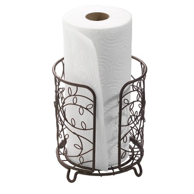 Bronze Steel Freestanding Botanical Paper Towel Holder