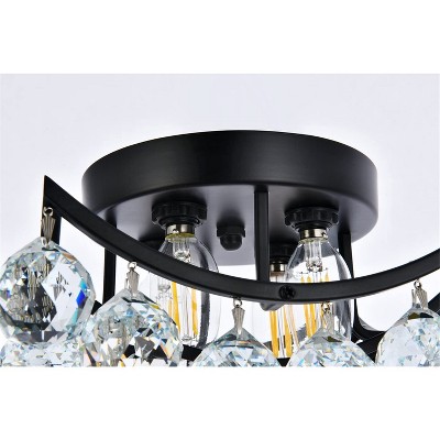 Corona Black and Clear Crystal Flush Mount Light