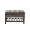 PAGED 16 Inch Wooden Ottoman, Modern Side Table Footrest Ottoman, Square Rattan Vanity Chair for Living Room, Bedroom - 2 of 4