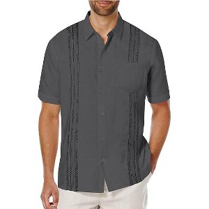 COOFANDY Mens Cuban Guayabera Shirt Short Sleeve Linen Button Down Shirts Casual Summer Beach Tops S-XXXL - 1 of 4