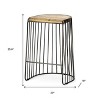 HomeRoots 26" Natural and Black Solid Wood and Iron Backless Counter Height Bar Chair - 3 of 4