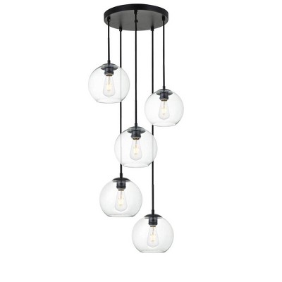 Baxter Cosmopolitan 5-Light Black Iron & Clear Glass Globe Pendant