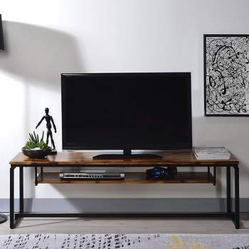 67" Jurgen TV Stand for TVs up to 65" Oak/Black Metal - Acme Furniture