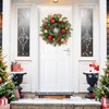 Prelit Christmas Wreath for Front Door, 16 Inch Small Artificial Xmas Wreath with 30 LED Lights Red Green Gold Ball Ornaments - 3 of 4