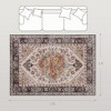 Area Rug Machine Washable Non-Slip Boho Medallion Print Carpet for Living Room and Bedroom, Tawny Brown - 3 of 4