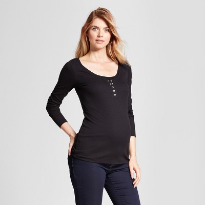 Long Sleeve Nursing Henley Maternity Top - Isabel Maternity By Ingrid & Isabel™  Black S : Target