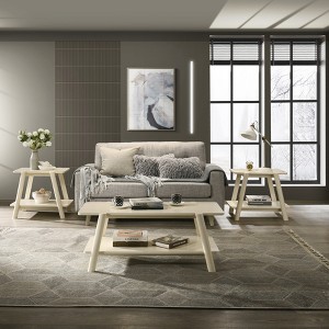 Roundhill Furniture Metz 3-Piece Coffee Table Set, Coffee Table and Two End Tables Off White - 1 of 4