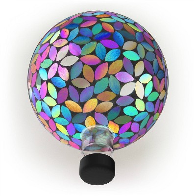11" Solar Mosaic Iron/Glass Gazing Globe with Stand Purple - Alpine Corporation