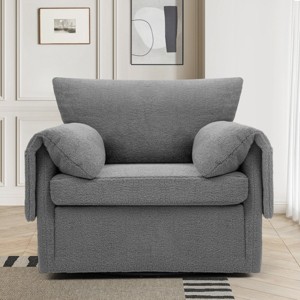 Comfortable Swivel Accent Armchair Oversized Upholstered Single Sofa With Side Pockets Teddy Swivel Arm Chair For Living Room,Bedroom-Cuddlewood - 1 of 4