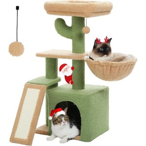 Cactus Cat Tree for Indoor Cats, with Sisal Scratching Ramp, Cozy Hammock and Removable Top Bed Perch - 1 of 4