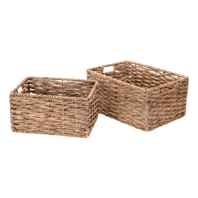 Hastings Home Rectangle Water Hyacinth Twisted Wicker Baskets - Set of 2