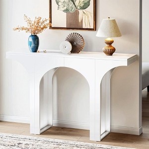 Resenkos Entryway Table, Console Sofa Table,47" Console Table, Wooden Entryway Table Sofa Table with Arch Base,White - 1 of 4