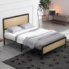 Whizmax Metal Bed Frame with Rattan Headboard and Footboard, Strong Metal Slat Support, No Box Spring Needed, Black & Oak - 4 of 4