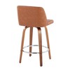 26" Faux Leather Mid-Century Modern Counter Stool with Swivel and Bent Wood Legs with Square Metal Footrest for Kitchen or Home Bar, Set of 2 - 4 of 4