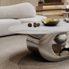 CAVINAS Modern Luxurious Coffee Table with Sintered Stone Tabletop & Unique Steel Base,Marble Oval Center Table for Living Room,Studio - 3 of 4