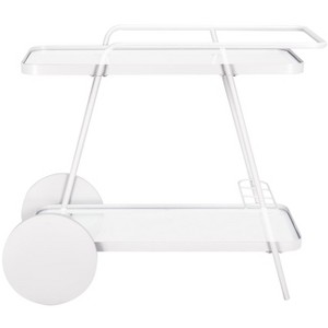 Zunia 2 Tier Bar Cart - BCT2504E - White/Glass - Safavieh - 1 of 4