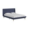 Queen Upholstered Platform Bed – Tufted Wingback Headboard, Mid-Century Style, Angled Wood Frame & Tapered Legs, No Box Spring Needed, Gray Fabric - 4 of 4