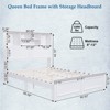 Brafabhome Farmhouse High Headboard Queen Bed Frame with Storage Shelves, Rustic Wood Platform Bed with Charging Station for Bedroom Apartment | White - 2 of 4