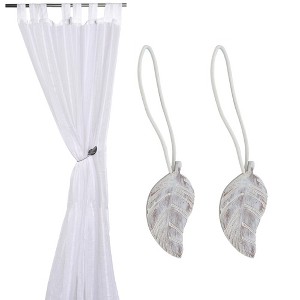 Evideco French Home Goods Magnetic Wooden Leaf Curtain Tiebacks - 1 of 4