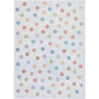 Image of Well Woven Rainbow Polka Dots Apollo Kids Collection 6' x 9' Multi Color Area Rug