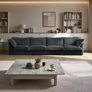 156.6" Corduroy Slipcovered 4-Seater Modular Sectional Sofa with French Edges & Removable Covers - 1 of 4