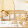Okak Twin Solid Wood Bed Frame, Modern Floor Bed with Heightened Fence for Toddlers/Kids Bedroom - 2 of 4