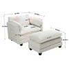 39" Oversized Boucle Single Sofa Chair Bed with Portable Ottoman,Double Deep Cushion & Side Storage Bag for Living Room-Baofuwish - 4 of 4