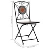 vidaXL Mosaic Decorative Bistro Chairs - 2 pcs Set in Orange and Gray, Powder-Coated Iron Frame with Ceramic seat - 2 of 4