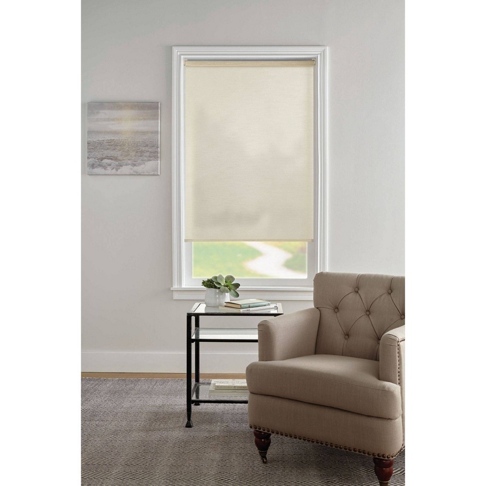 Photos - Blinds 1pc 73"x72" Light Filtering Slow Release Roller Shade Linen - Lumi Home Fu