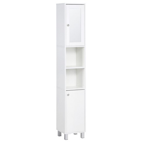 Kleankin Tall Bathroom Storage Cabinet With Mirror, Wooden Freestanding  Tower Cabinet With Adjustable Shelves, For Bathroom, Or Living Room, White  : Target