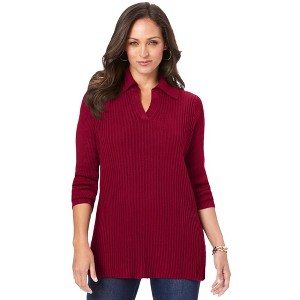 Jessica London Ribbed Collar Sweater - 1 of 4