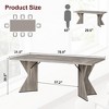 Homhougo 71 Inch Rectangular Dining Table for 6, Rustic Farmhouse Tall Kitchen Table with Large Tabletop Gray - 2 of 4