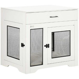 Resenkos Dog House, Pet House,Dog Cave,Dog Crate,Dog Crate Furniture with Soft Water-Resistant Cushion, Dog Kennel End Table with Drawer, White - 1 of 4