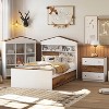 3-Piece Bedroom Sets, Twin Size House-Shaped Wooden Bed with Storage Drawers, Nightstand and Stroage Rack - ModernLuxe - 3 of 4
