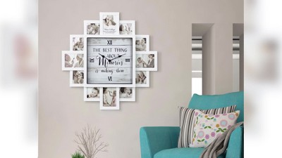 White Farmhouse Picture Frame Collage Wall Clock