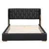 Queen/Full Size Upholstered Platform Bed Frame with Metal Strips Decor 4Q -ModernLuxe - 4 of 4
