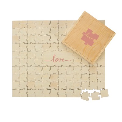 "Love" Wedding Guestbook Puzzle Tan